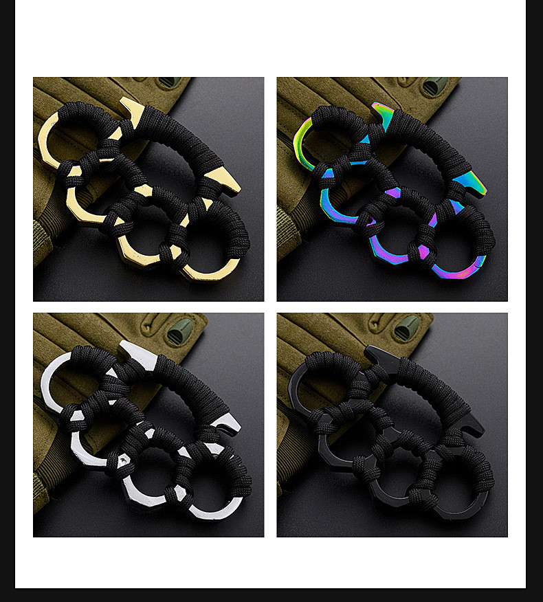 Gold Thick 4 Finger Knuckle Duster Ring Buckle Vehicle Window Breaking Belt Buckles Color Choice